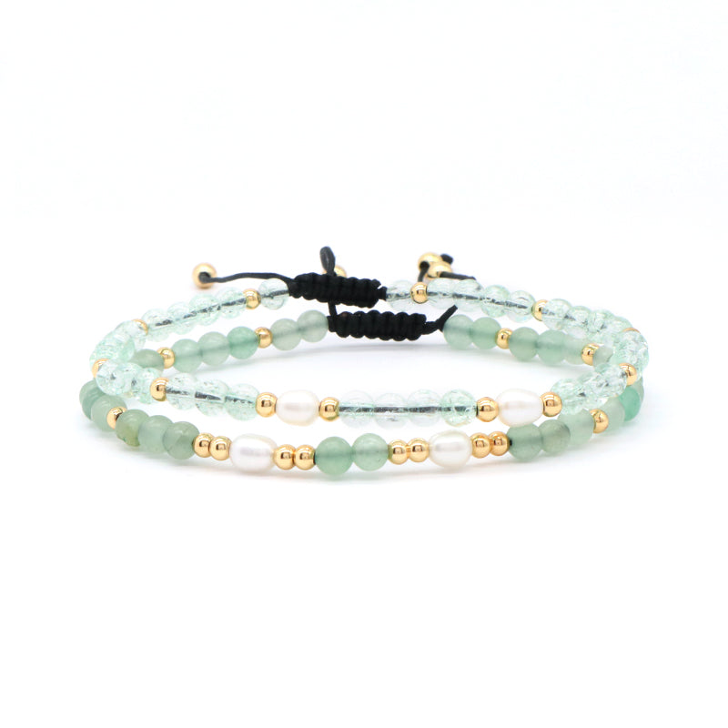 Wholesale Freshwater Pearl Custom Friendship Handmade Ajustable Gemstone Woven Macrame 4mm Natural Stone Beaded Women Bracelet