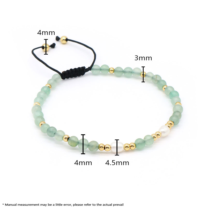 Wholesale Freshwater Pearl Custom Friendship Handmade Ajustable Gemstone Woven Macrame 4mm Natural Stone Beaded Women Bracelet