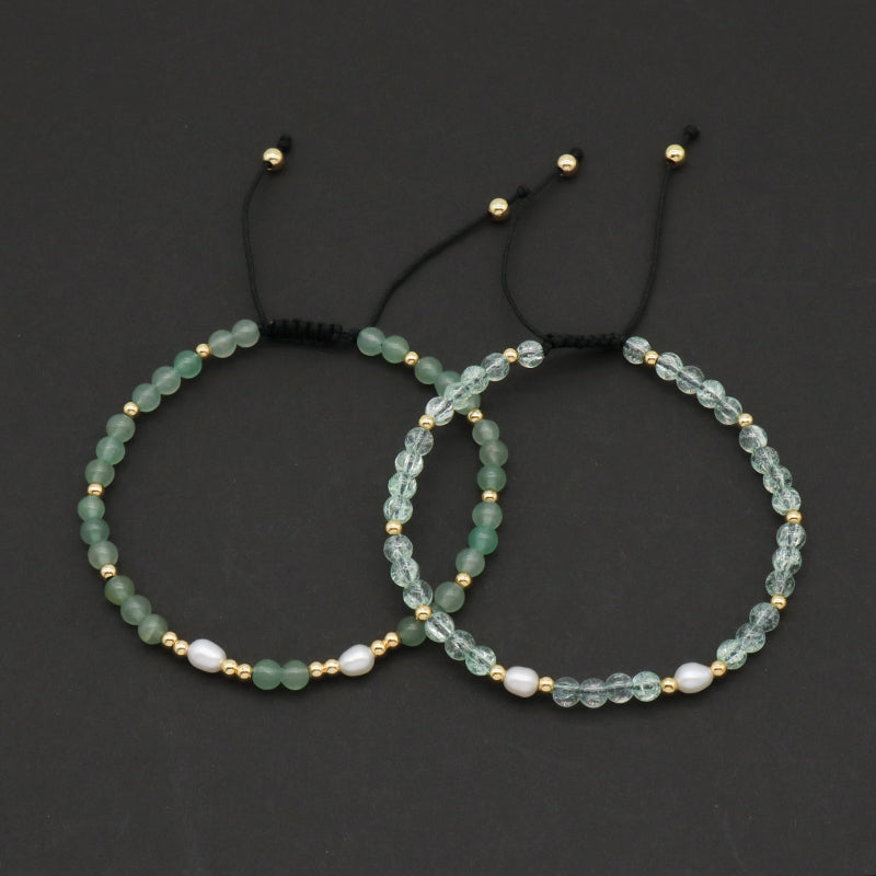 Wholesale Freshwater Pearl Custom Friendship Handmade Ajustable Gemstone Woven Macrame 4mm Natural Stone Beaded Women Bracelet