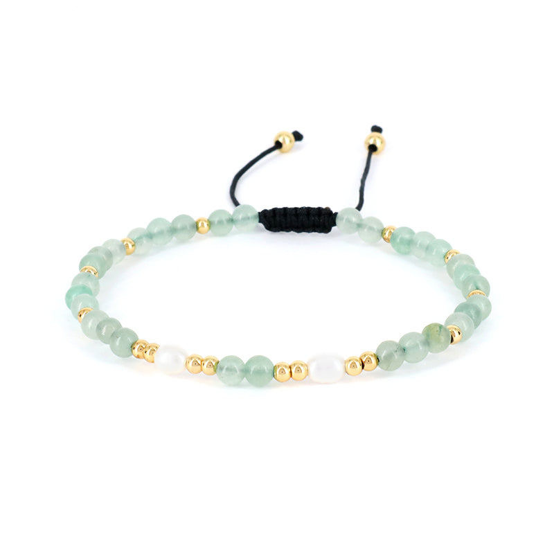 Wholesale Freshwater Pearl Custom Friendship Handmade Ajustable Gemstone Woven Macrame 4mm Natural Stone Beaded Women Bracelet