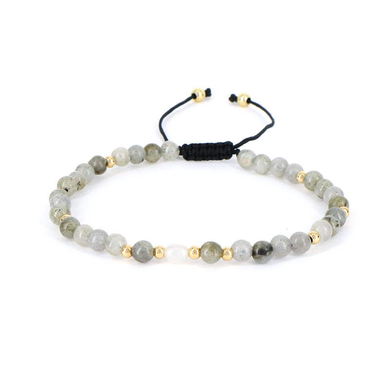 Friendship Wholesale Custom Handmade Freshwater Pearl Gemstone Natural Stone Beads Woven Ajustable Macrame Bracelet For Women