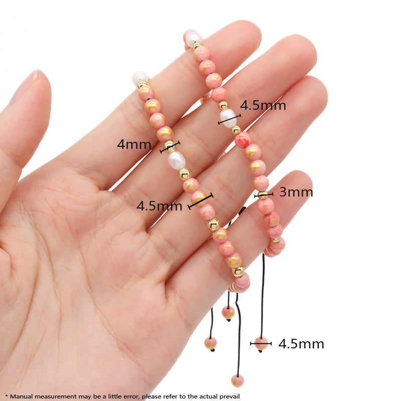 Healing Wholesale Customized Handmade Freshwater Pearl Gemstone 4.5mm Natural Stone Beads Ajustable Macrame Women Woven Bracelet