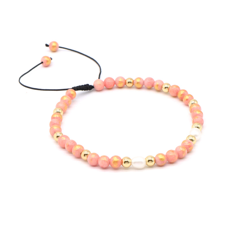 Healing Wholesale Customized Handmade Freshwater Pearl Gemstone 4.5mm Natural Stone Beads Ajustable Macrame Women Woven Bracelet