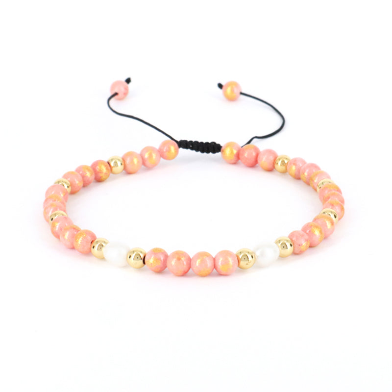 Healing Wholesale Customized Handmade Freshwater Pearl Gemstone 4.5mm Natural Stone Beads Ajustable Macrame Women Woven Bracelet