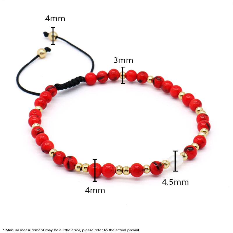 4mm Gemstone Natural Stone Bead Friendship Wholesale Women Customized Handmade Freshwater Pearl Woven Ajustable Macrame Bracelet