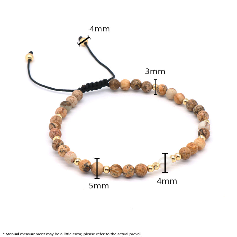 5mm Gemstone Natural Stone Gold Plated Bead Woven Cord Customized Handmade Freshwater Pearl Ajustable Macrame Knot Bracelet