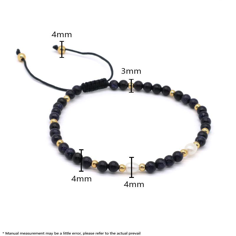 Friendship Handmade Lucky Macrame Women Braided Ajustable Wholesale Custom Freshwater Pearl Beaded 4mm Natural Stone Bracelet