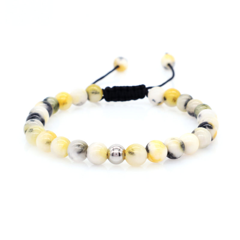New Bulk Sale Friendship Handmade Boho Women Ajustable Custom Woven Stainless Steel Natural Stone Beaded Macrame Knots Bracelet