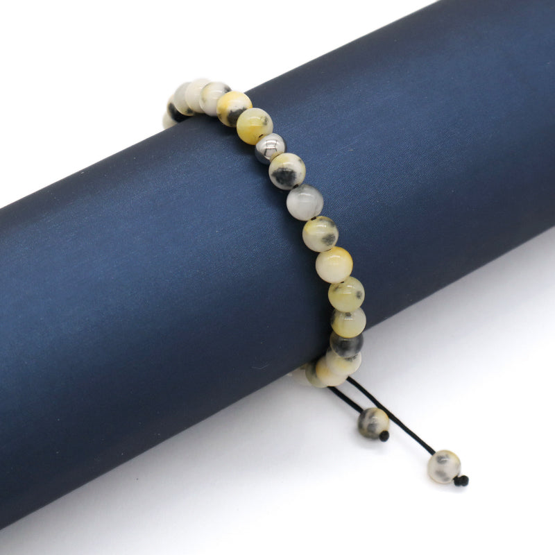 New Bulk Sale Friendship Handmade Boho Women Ajustable Custom Woven Stainless Steel Natural Stone Beaded Macrame Knots Bracelet