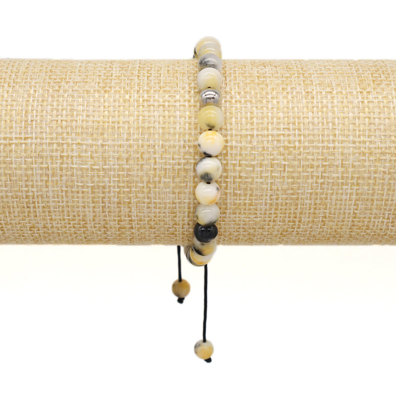 New Bulk Sale Friendship Handmade Boho Women Ajustable Custom Woven Stainless Steel Natural Stone Beaded Macrame Knots Bracelet
