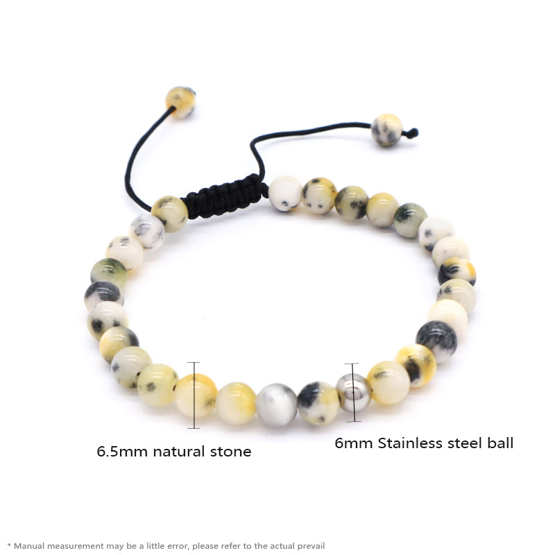 New Bulk Sale Friendship Handmade Boho Women Ajustable Custom Woven Stainless Steel Natural Stone Beaded Macrame Knots Bracelet