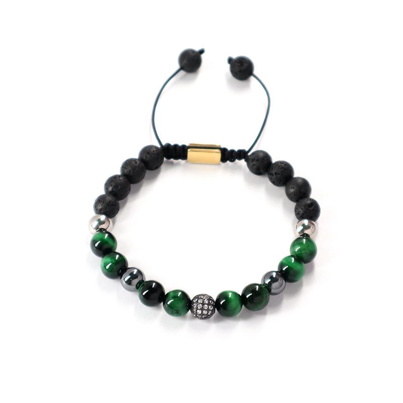 Wholesale Custom CZ Friendship Handmade Women Ajustable Woven Stainless Steel Natural Stone Beaded Boho Macrame Knots Bracelet