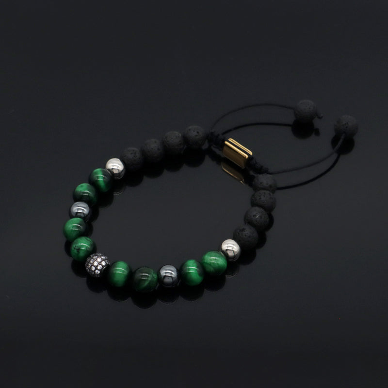 Wholesale Custom CZ Friendship Handmade Women Ajustable Woven Stainless Steel Natural Stone Beaded Boho Macrame Knots Bracelet