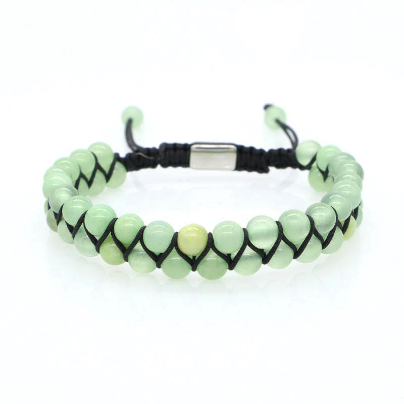 Hot Men Women Jewelry Customized Handmade Ajustable Stainless Steel Natural Healing Stone 6mm Gemstone Macrame Knots Bracelet