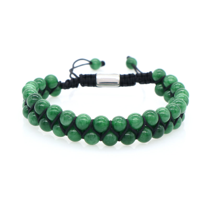 Hot Men Women Jewelry Customized Handmade Ajustable Stainless Steel Natural Healing Stone 6mm Gemstone Macrame Knots Bracelet