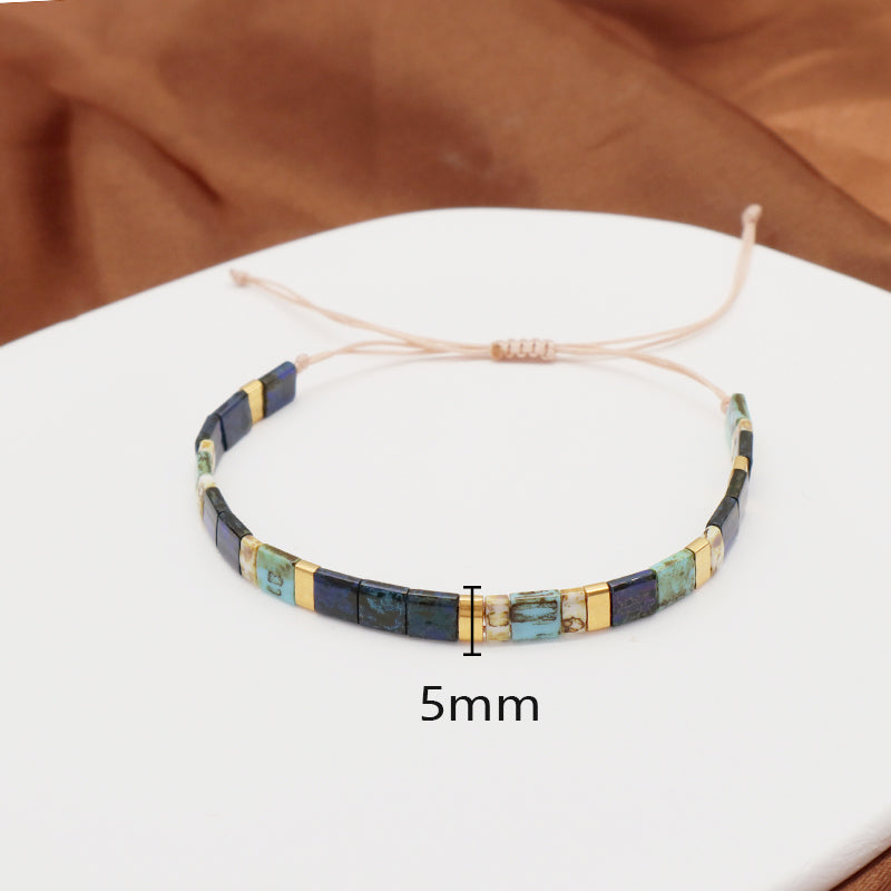 Wholesale Fashion OEM Customized Women Girl Gift Miyuki Jewelry Handmade Flat Tila Miyuki Seed Bead Ajustable Macrame Bracelet
