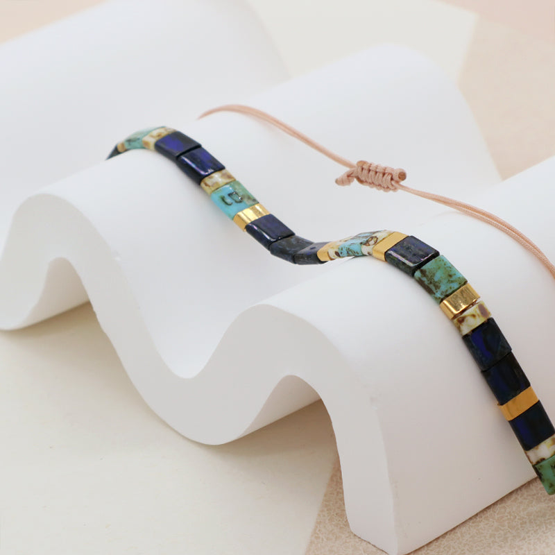 Wholesale Fashion OEM Customized Women Girl Gift Miyuki Jewelry Handmade Flat Tila Miyuki Seed Bead Ajustable Macrame Bracelet