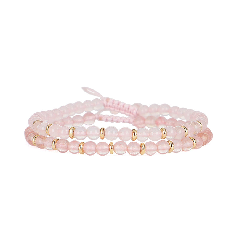 Custom Wholesale Friendship Handmade Fashion Women Gift Brass Charm Braided Ajustable 4mm Natural Stone Beaded Macrame Bracelet