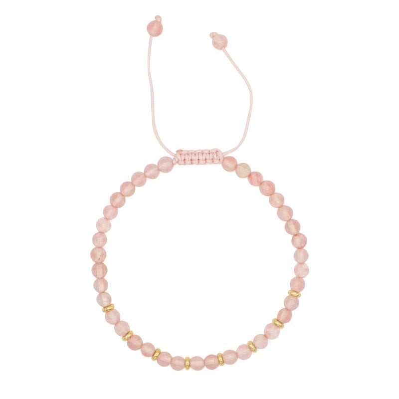 Custom Wholesale Friendship Handmade Fashion Women Gift Brass Charm Braided Ajustable 4mm Natural Stone Beaded Macrame Bracelet