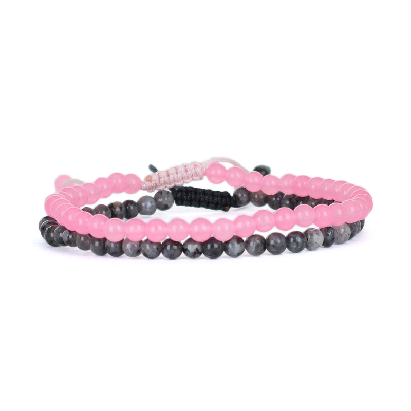 Fashion Jewelry Women Gift Handmade Custom OEM Ajustable Woven 4mm Gemstone Natural Healing Stone Beads Macrame Cord Bracelet