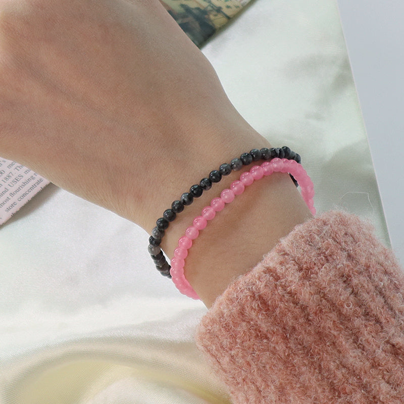 Fashion Jewelry Women Gift Handmade Custom OEM Ajustable Woven 4mm Gemstone Natural Healing Stone Beads Macrame Cord Bracelet