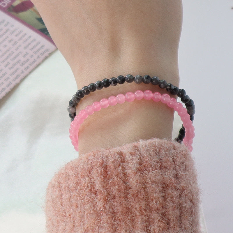Fashion Jewelry Women Gift Handmade Custom OEM Ajustable Woven 4mm Gemstone Natural Healing Stone Beads Macrame Cord Bracelet