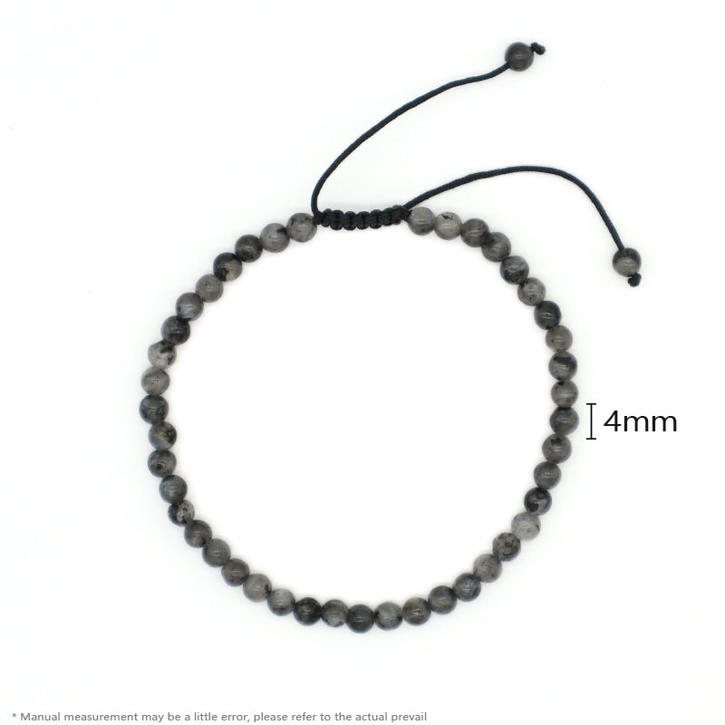 Fashion Jewelry Women Gift Handmade Custom OEM Ajustable Woven 4mm Gemstone Natural Healing Stone Beads Macrame Cord Bracelet