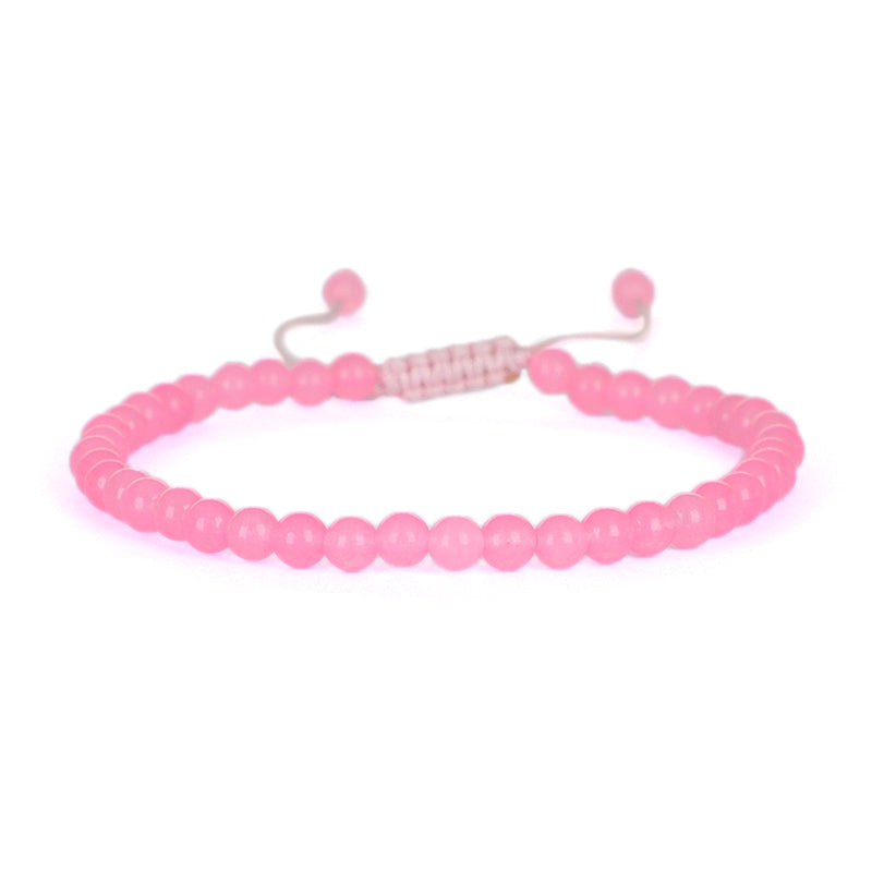 Fashion Jewelry Women Gift Handmade Custom OEM Ajustable Woven 4mm Gemstone Natural Healing Stone Beads Macrame Cord Bracelet