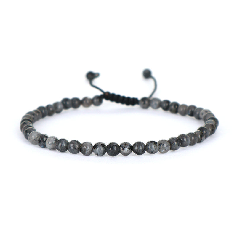 Fashion Jewelry Women Gift Handmade Custom OEM Ajustable Woven 4mm Gemstone Natural Healing Stone Beads Macrame Cord Bracelet