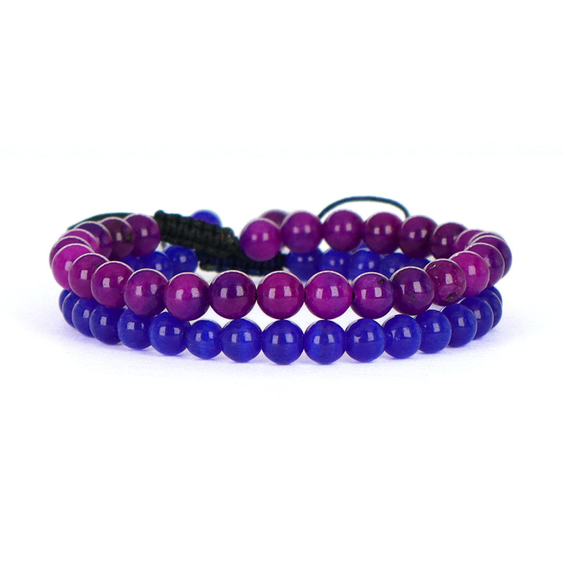 6mm Gemstone Natural Healing Stone Beads Fashion Jewelry Women Gift Handmade Custom OEM Ajustable Woven Macrame Braided Bracelet