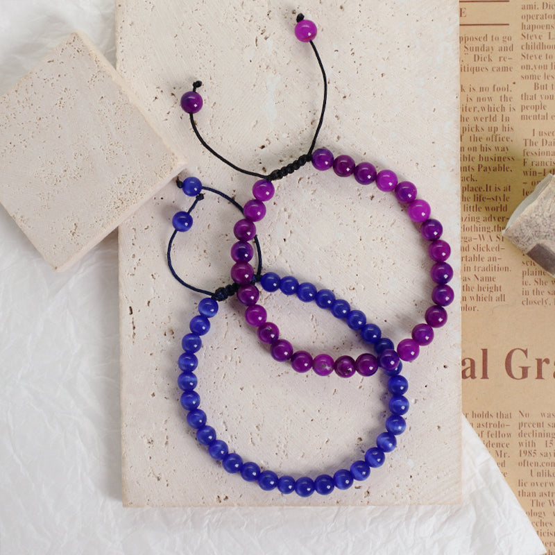 6mm Gemstone Natural Healing Stone Beads Fashion Jewelry Women Gift Handmade Custom OEM Ajustable Woven Macrame Braided Bracelet