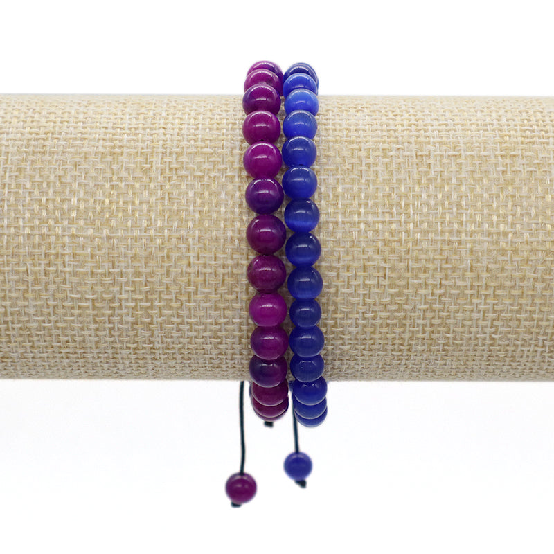 6mm Gemstone Natural Healing Stone Beads Fashion Jewelry Women Gift Handmade Custom OEM Ajustable Woven Macrame Braided Bracelet