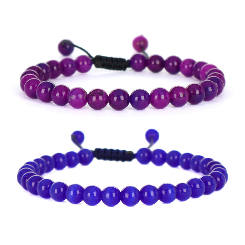 6mm Gemstone Natural Healing Stone Beads Fashion Jewelry Women Gift Handmade Custom OEM Ajustable Woven Macrame Braided Bracelet