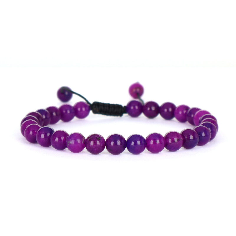 6mm Gemstone Natural Healing Stone Beads Fashion Jewelry Women Gift Handmade Custom OEM Ajustable Woven Macrame Braided Bracelet