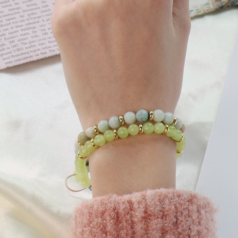 Wholesale 6mm Round Natural Stone Beads Gemstone Handmade Custom Women Gold Plated Charm Ajustable Woven Cord Macrame Bracelet
