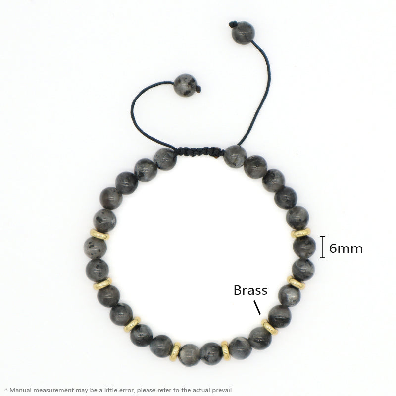 Custom Wholesale Handmade Women Gold Plated Charm Ajustable Woven Cord Macrame 6mm Round Natural Stone Beads Gemstone Bracelet