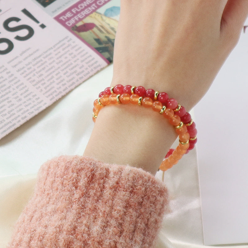 Gold Plated Charm Ajustable Woven Cord Macrame Custom Wholesale Handmade Women 6mm Round Gemstone Natural Stone Beads Bracelet