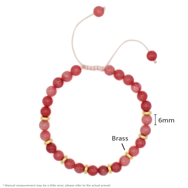 Gold Plated Charm Ajustable Woven Cord Macrame Custom Wholesale Handmade Women 6mm Round Gemstone Natural Stone Beads Bracelet