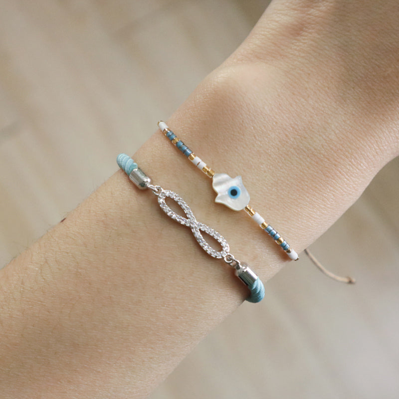 Ajustable Rope OEM China Factory Handmade Wholesale Custom Charm Jewelry CZ Rhodium Plated Infinite Bracelet For Women Gift