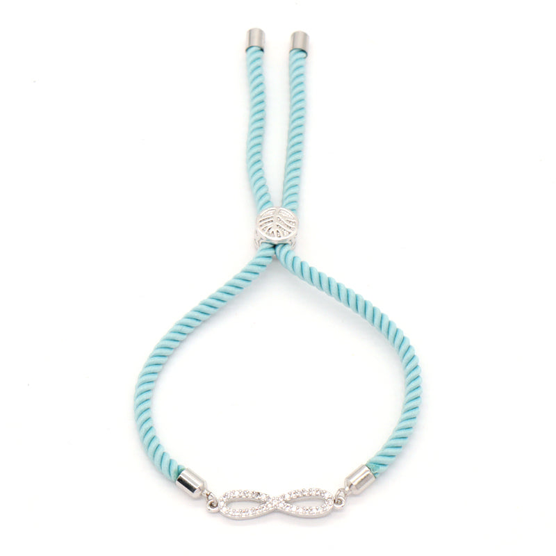 Ajustable Rope OEM China Factory Handmade Wholesale Custom Charm Jewelry CZ Rhodium Plated Infinite Bracelet For Women Gift