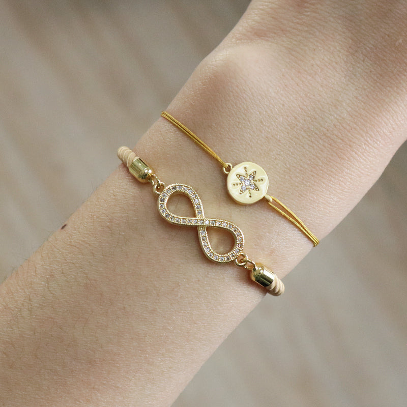 Hot Selling OEM Factory Wholesale Custom Jewelry Handmade Ajustable Rope CZ Gold Plated Infinite Charm Bracelet For Women Gift