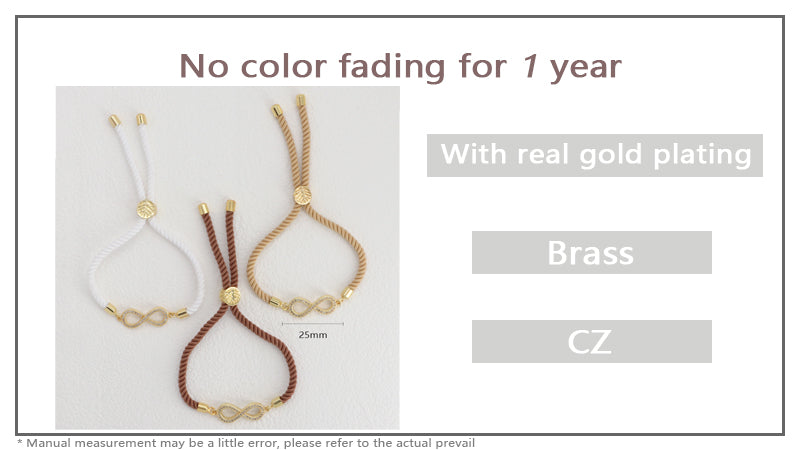 Hot Selling OEM Factory Wholesale Custom Jewelry Handmade Ajustable Rope CZ Gold Plated Infinite Charm Bracelet For Women Gift