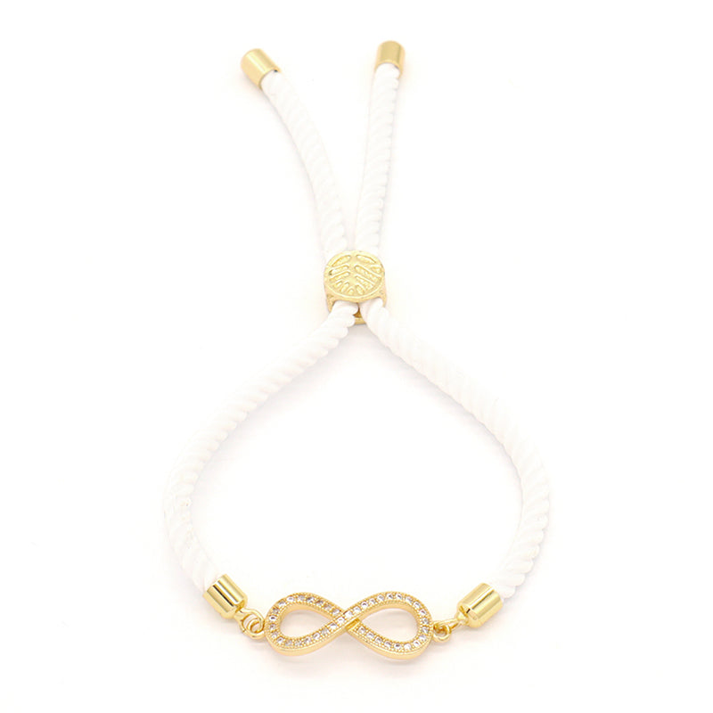 Hot Selling OEM Factory Wholesale Custom Jewelry Handmade Ajustable Rope CZ Gold Plated Infinite Charm Bracelet For Women Gift