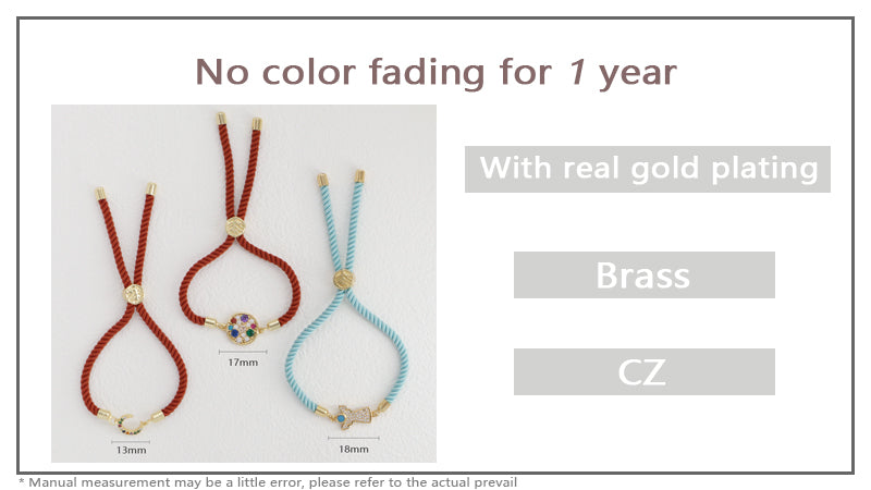 OEM Hot Selling Wholesale Custom Moon Charm Jewelry Handmade Ajustable Rope CZ Gold Plated Crescent Moon Bracelet For Women Gift