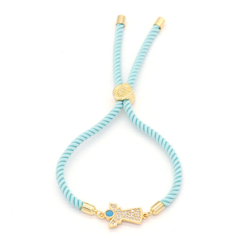 OEM Hot Selling Wholesale Custom Moon Charm Jewelry Handmade Ajustable Rope CZ Gold Plated Crescent Moon Bracelet For Women Gift