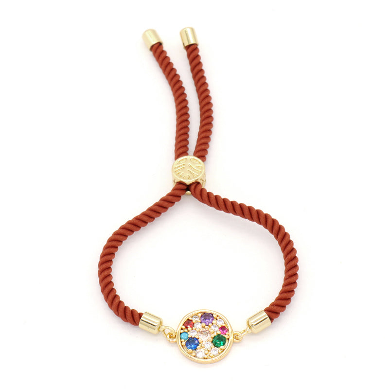 OEM Hot Selling Wholesale Custom Moon Charm Jewelry Handmade Ajustable Rope CZ Gold Plated Crescent Moon Bracelet For Women Gift