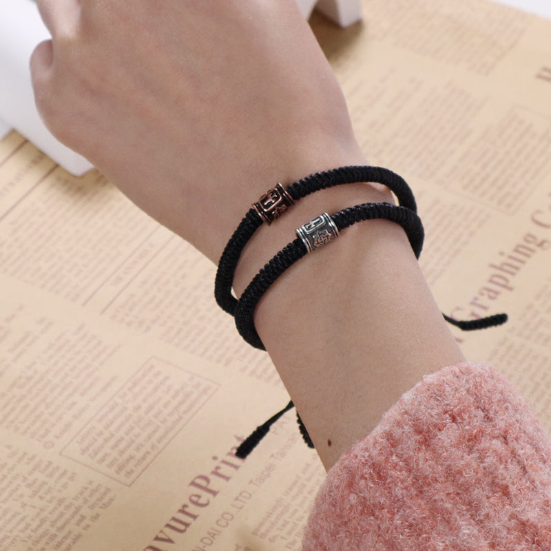 Custom Handmade Friendship Wholesale OEM Jewelry Antique copper Plane Charm Ajustable Black Rope Woven Bracelet For Women Men