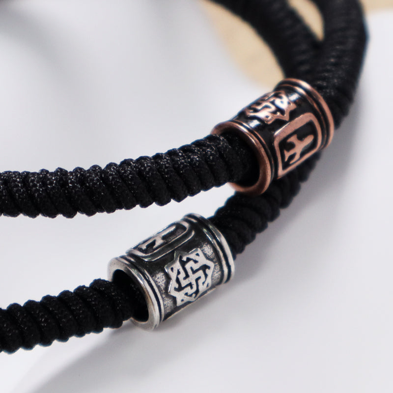 Custom Handmade Friendship Wholesale OEM Jewelry Antique copper Plane Charm Ajustable Black Rope Woven Bracelet For Women Men