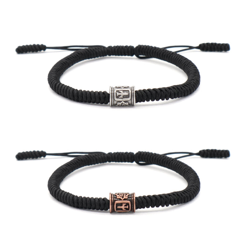 Custom Handmade Friendship Wholesale OEM Jewelry Antique copper Plane Charm Ajustable Black Rope Woven Bracelet For Women Men