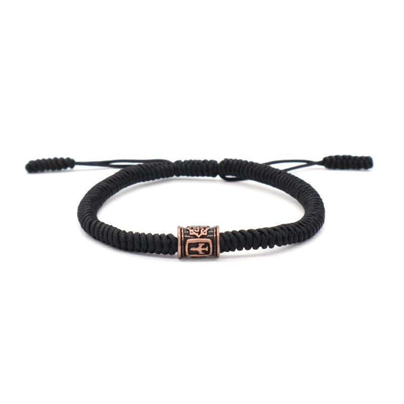Custom Handmade Friendship Wholesale OEM Jewelry Antique copper Plane Charm Ajustable Black Rope Woven Bracelet For Women Men